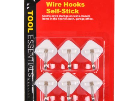 WHOLESALE WIRE HOOKS 6PC W  SELF STICK SOLD BY CASE Cheap