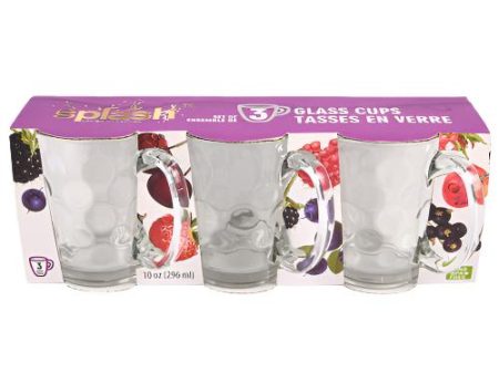 WHOLESALE SPLASH GLASS MUG  W HANDLE 10-OZ 3-PK SOLD BY CASE Online Hot Sale