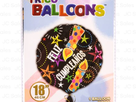 WHOLESALE TRICO 18 FELIZ CUMPLEANOS BALLOON BLACK SOLD BY CASE on Sale