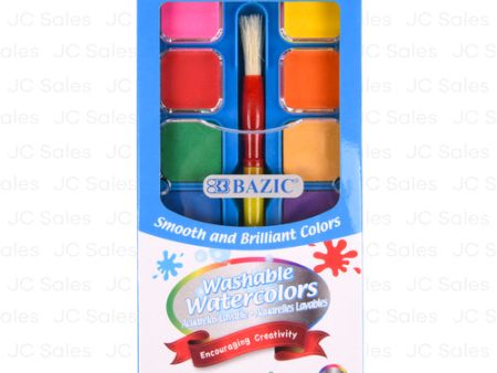 WHOLESALE BAZIC WATERCOLOR W  BRUSH & MIXING PALETTE 12CT SOLD BY CASE Sale