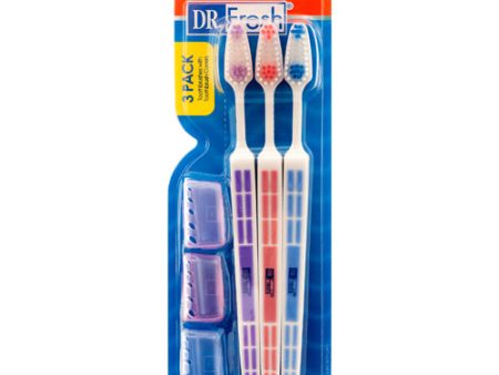 WHOLESALE DR.FRESH TOOTHBRUSH 3PK W 3PC COVERS SOLD BY CASE Fashion