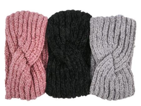 WHOLESALE HW WOMEN KNITTED CHENILLE HEADBAND ASST COL SOLD BY CASE Discount