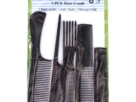 WHOLESALE HAIR COMB 5PC SET ASST SIZE BLACK SOLD BY CASE Hot on Sale