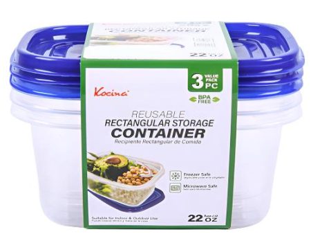 WHOLESALE KOCINA REUSABLE REC STORAGE CONTAINER 22-OZ 3PC SOLD BY CASE on Sale