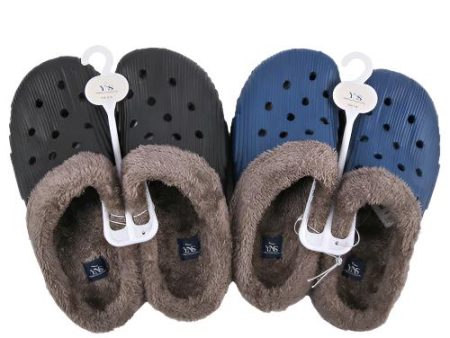 NEW WHOLESALE HW MEN LINED CLOG SLIPPERS W FUR ASST SZ 7-12 SOLD BY CASE Hot on Sale