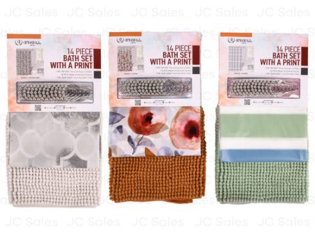 WHOLESALE BATH SET W PRINT 14-PC SOLD BY CASE Fashion