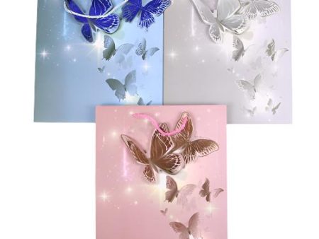 NEW WHOLESALE GIFT BAG BUTTERFLY ASSORTED COLORS MEDIUM SOLD BY CASE Fashion