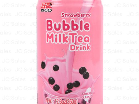 WHOLESALE RICO BUBBLE MILK TEA STRAWBERRY DRINK 12.3-OZ SOLD BY CASE Cheap