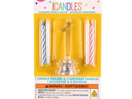 WHOLESALE UNIQUE #1 FLASHING LED BIRTHDAY CANDLE WITH HOLDER SOLD BY CASE Online Hot Sale