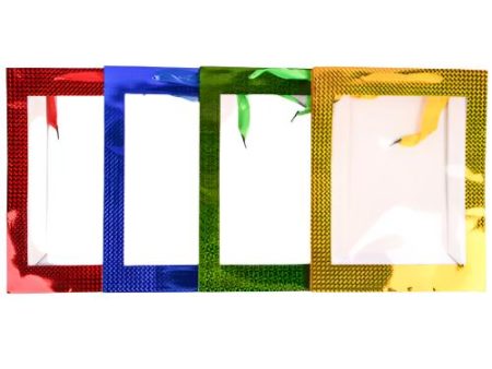 NEW WHOLESALE GIFT BAG MEDIUM CLEAR WINDOW WITH ASSORTED BORDER COLORS SOLD BY CASE For Discount