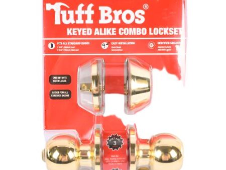 WHOLESALE TUFF BROS KEYD ALIKE COMBO LOCKSET GOLD KW-36881GD SOLD BY CASE Discount