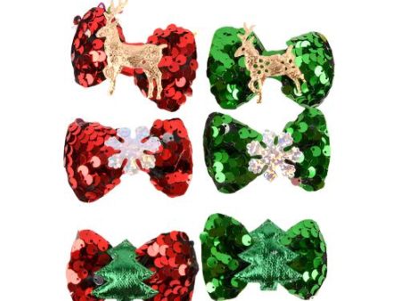 NEW WHOLESALE HX HAIR SEQUIN BOW ASST COL 3PC SOLD BY CASE Discount