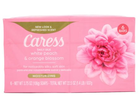 NEW WHOLESALE CARESS BAR SOAP WHITE PEACH&ORANGE BLOSSOM 6PK 3.75 OZ SOLD BY CASE For Sale