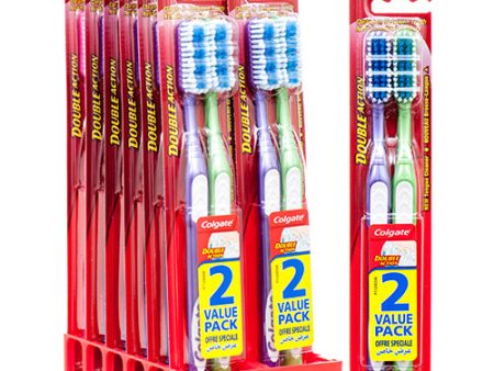 WHOLESALE COLGATE TOOTHBRUSH DOUBLE ACTION 2 PC SOLD BY CASE For Cheap