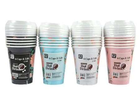 WHOLESALE EZ CUP W  LID 12OZ ASST COLOR FLOWER DESIGN SOLD BY CASE Online now