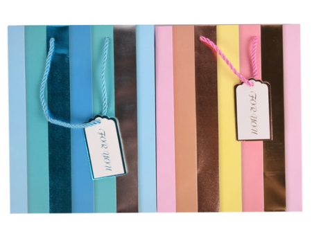 NEW WHOLESALE GIFT BAG SMALL STRIPPED ASSORTED COLORS SOLD BY CASE Online Sale