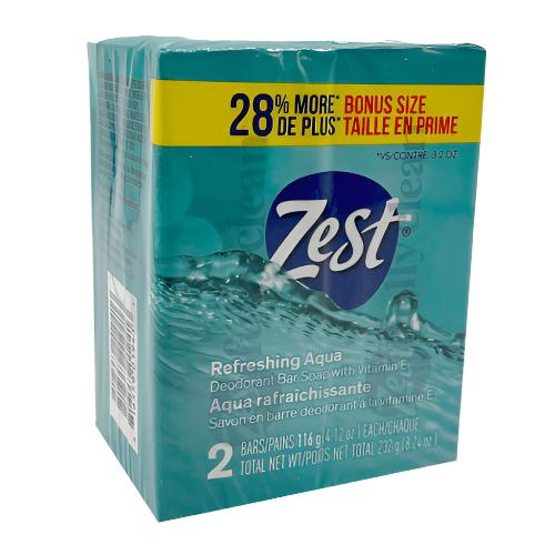 WHOLESALE ZEST BAR SOAP REFRESHING AQUA 2 PK X 4.12 OZ SOLD BY CASE For Sale