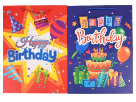 NEW WHOLESALE GIFT BAG 3D  HAPPY BIRTHDAY  LARGE ASST DESIGNS SOLD BY CASE For Sale