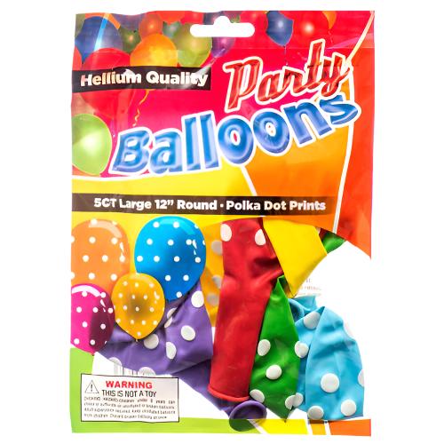 WHOLESALE BALLOON POLKADOT 5 CT ASST CLR SOLD BY CASE on Sale