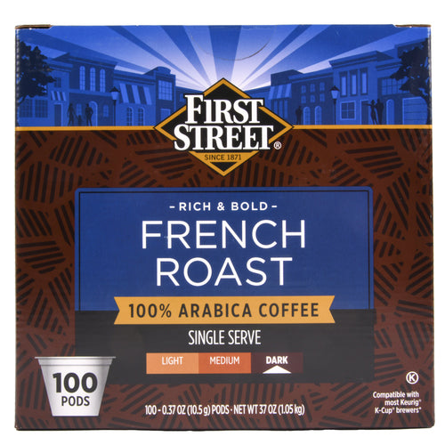 NEW WHOLESALE FIRST STREET FRENCH ROAST COFFEE 100-PODS SOLD BY CASE Cheap