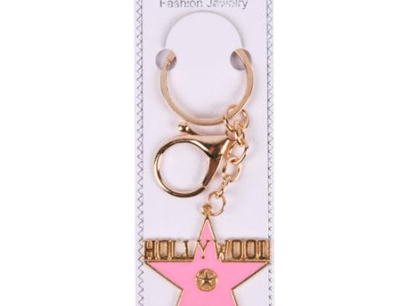 NEW WHOLESALE KEY CHAIN PINK HOLLYWOOD STAR SOLD BY CASE Online