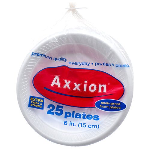 WHOLESALE AXXION FOAM PLATE ROUND 6 WHITE 25 CT SOLD BY CASE Sale