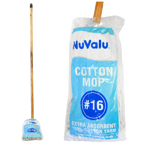 WHOLESALE NUVALU COTTON MOP #16  230G W LONG HANDLE SOLD BY CASE Cheap