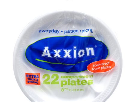 WHOLESALE AXXION FOAM PLATE ROUND DIVIDED 8.75 WHITE 22 CT SOLD BY CASE Hot on Sale