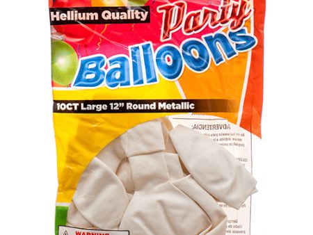 WHOLESALE BALLOON METALLIC WHITE 12 10CT SOLD BY CASE Online now