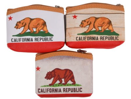 NEW WHOLESALE KEY CHAIN COIN PURSE CALIFORNIA REPUBLIC GRIZZLY BEAR DESIGN SOLD BY CASE Cheap