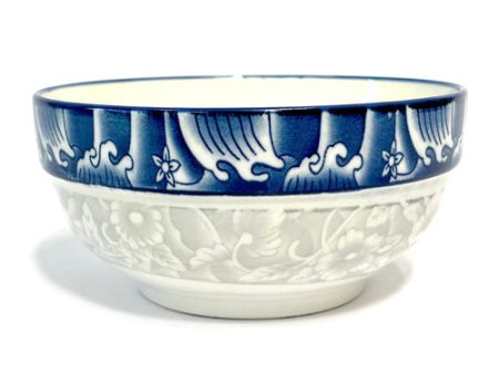 NEW WHOLESALE CERAMIC SOUP BOWL BLUE W  FLOWER DESIGN SOLD BY CASE For Sale