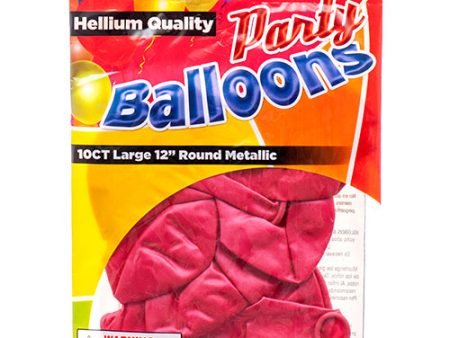 WHOLESALE BALLOON METALLIC HOT PINK 12 10CT SOLD BY CASE on Sale