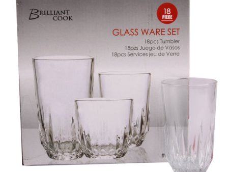 WHOLESALE BRILLIANT COOK GLASSWARE TUMBLER SET 18CT. SOLD BY CASE Online