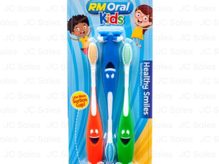 WHOLESALE RM ORAL KIDS TOOTHBRUSHES W SUCTION CUP 3 PK SOLD BY CASE For Discount