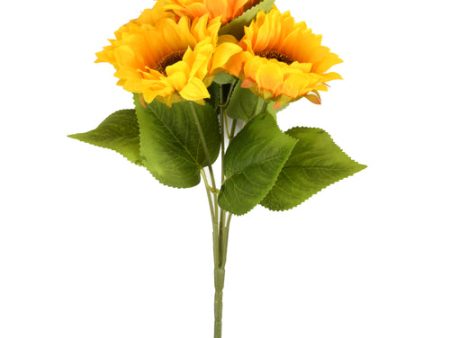 WHOLESALE SUNFLOWER BRANCH 5 HEADS 37CM SOLD BY CASE Cheap