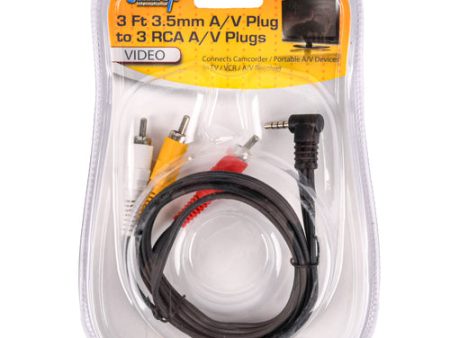 NEW WHOLESALE UNINEX VIDEO  A V PLUG 3FT 3.5MM TO 3 RCA PLUG SOLD BY CASE Online