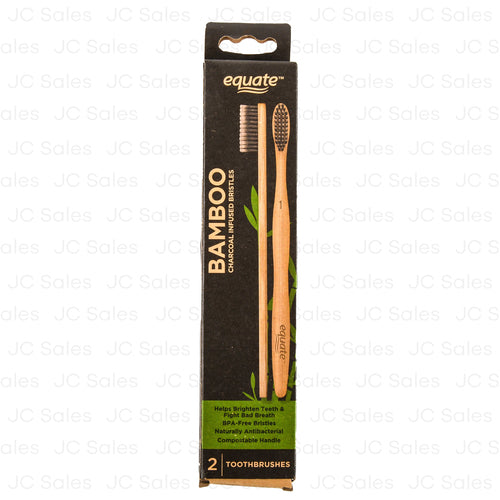 WHOLESALE EQUATE TOOTHBRUSH BAMBOO CHARCOAL INFUSED 2 PK SOLD BY CASE Discount