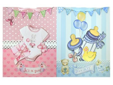 WHOLESALE BABY SHOWER GIFT BAG LG  ASST DESIGN SOLD BY CASE For Discount