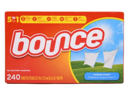 NEW WHOLESALE BOUNCE DRYER SHEETS OUTDOOR FRESH 240 CT SOLD BY CASE For Sale