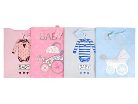 NEW WHOLESALE BABYSHOWER GIFT BAG MEDIUM 4 ASST DESIGNS SOLD BY CASE Online Sale