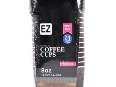 WHOLESALE EZ PREMIUM HOT COLD COFFEE CUPS W  LID 8 OZ 24CT SOLD BY CASE For Discount