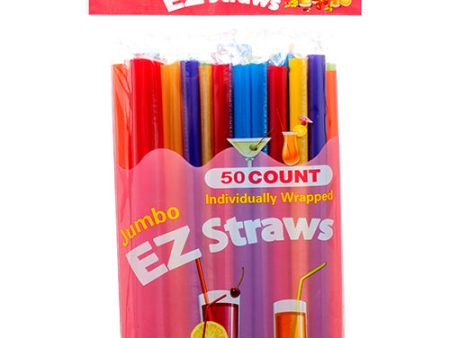 WHOLESALE STRAW PLASTIC JUMBO 50CT INDIVIDUAL WRAP ASST CLR SOLD BY CASE Online Sale