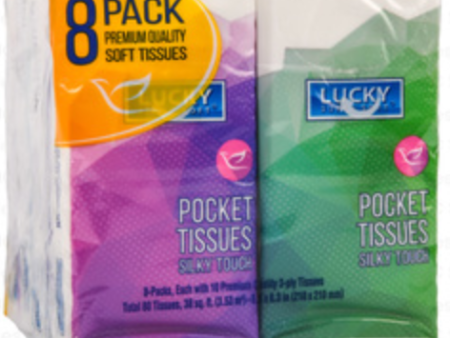 WHOLESALE LUCKY POCKET TISSUE SOFT 8 PACK PREMIUM QUALITY SOLD BY CASE Online Hot Sale