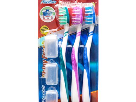 WHOLESALE SHINY FRESH TOOTHBRUSH FLEXIBLE 3 PK W  COVERS SOLD BY CASE Online Hot Sale