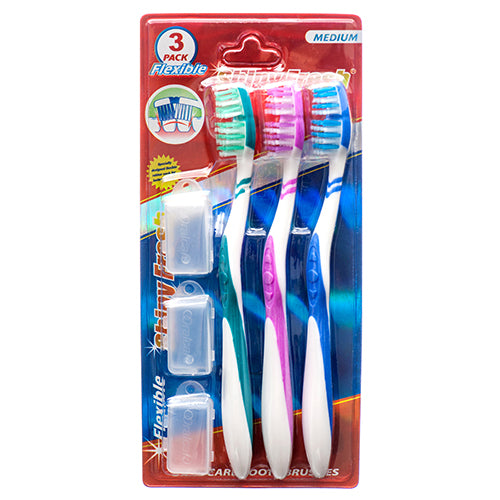 WHOLESALE SHINY FRESH TOOTHBRUSH FLEXIBLE 3 PK W  COVERS SOLD BY CASE Online Hot Sale