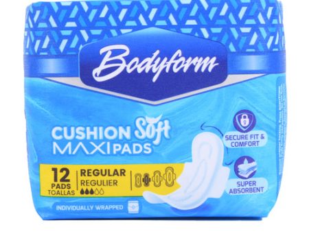 NEW WHOLESALE BODYFORM MAXI PADS REGULAR W WINGS 12 CT SOLD BY CASE Sale