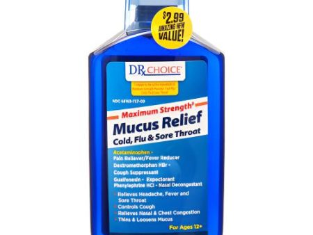 WHOLESALE DRX CHOICE MUCUS RELIEF COLD,FLU & SORE THROAT 9 OZ SOLD BY CASE Hot on Sale