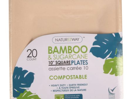 NEW WHOLESALE NATUREZWAY BAMBOO SQUARED PLATES 10 SOLD BY CASE Sale