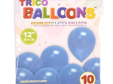 WHOLESALE TRICO 12 PEARLIZED LATEX BALLOON 10CT ROYAL BLUE SOLD BY CASE For Sale