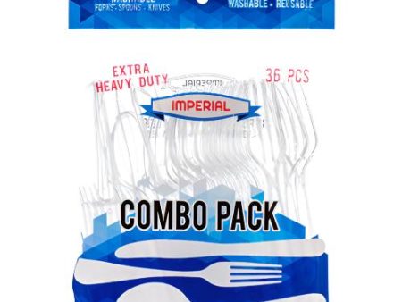 WHOLESALE IMPERIAL PLASTIC CUTLERY COMBO CLEAR 36 CT EXTRA HEAVY DUTY SOLD BY CASE For Discount